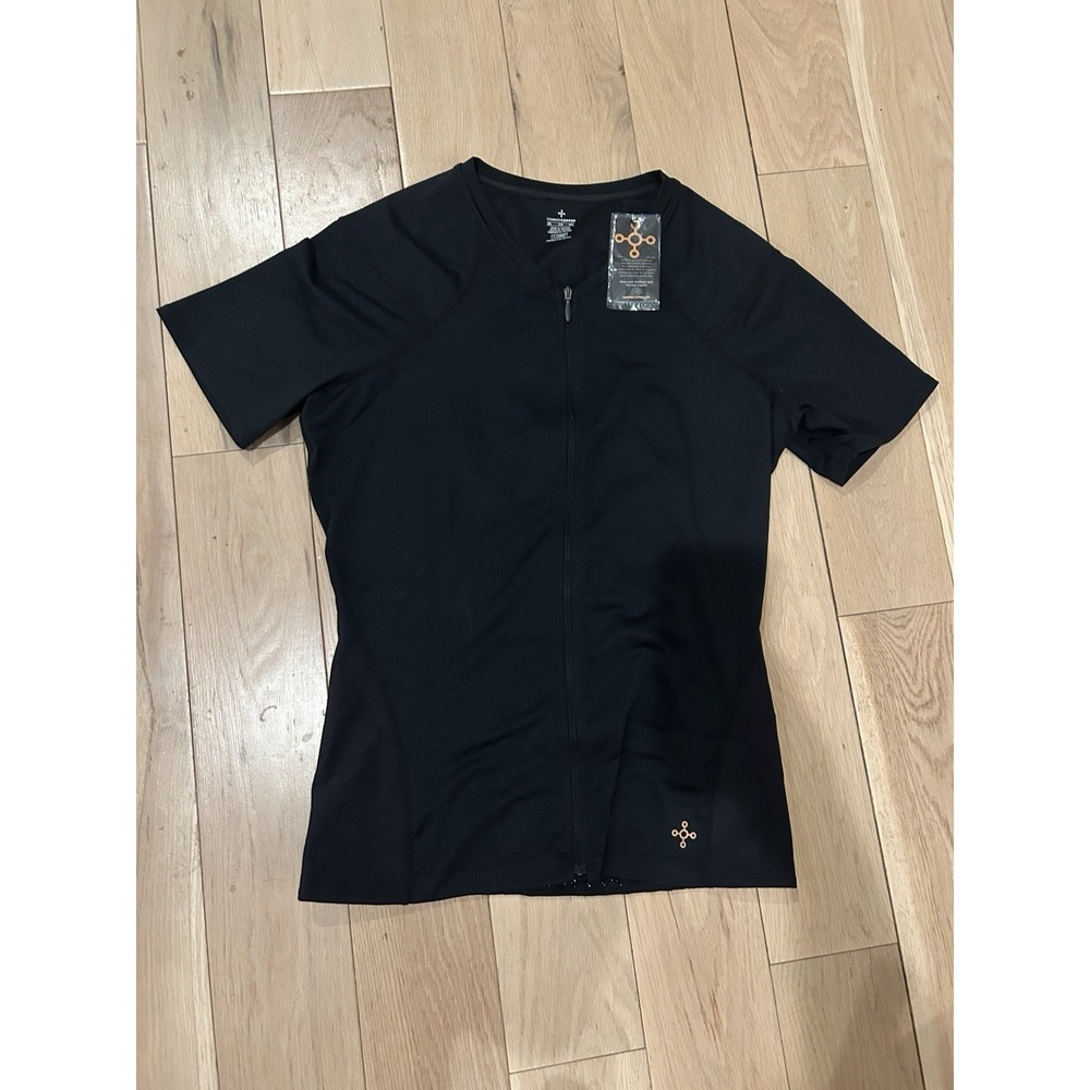 NWT Tommie Copper Full Zip Back Support Shirt Compression Short Sleeve 2XL Black